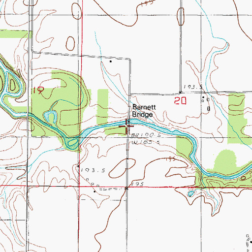 Topographic Map of Barnett Bridge, IL