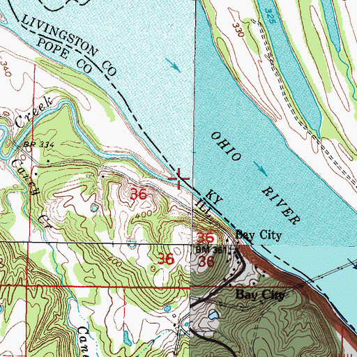 Topographic Map of Barren Creek, IL
