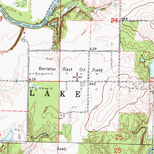 Topographic Map of Bartelso East Oil Field, IL