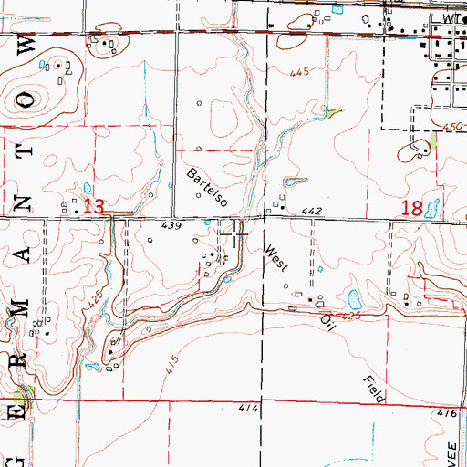 Topographic Map of Bartelso West Oil Field, IL