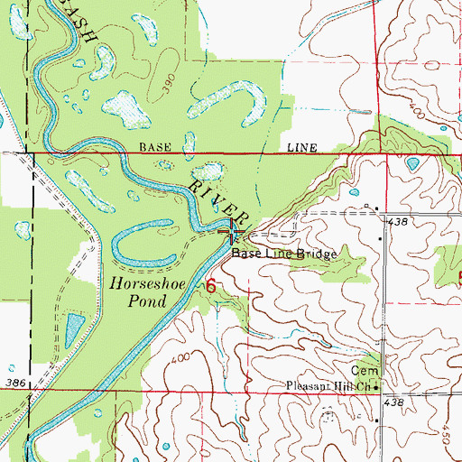 Topographic Map of Base Line Bridge, IL