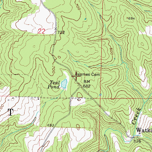 Topographic Map of Beames Cemetery, IL
