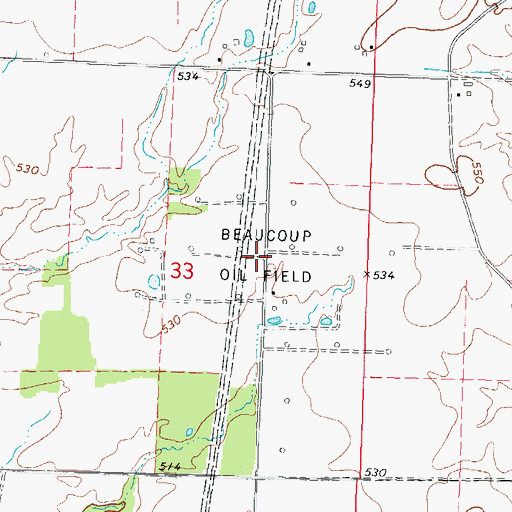 Topographic Map of Beaucoup Oil Field, IL