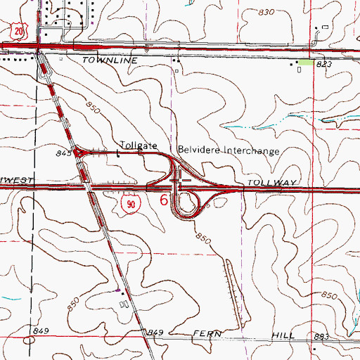 Topographic Map of Belvidere Interchange, IL