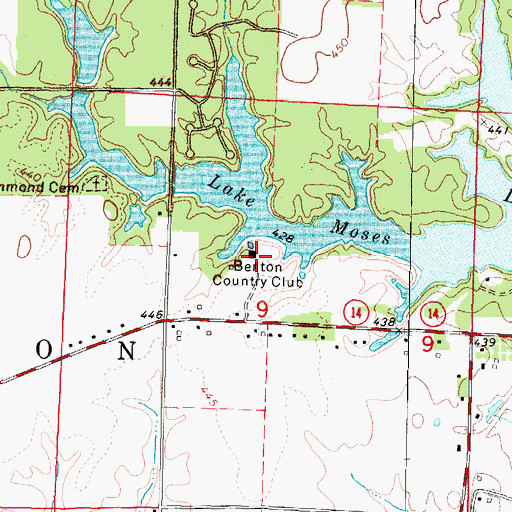 Topographic Map of Benton Country Club, IL