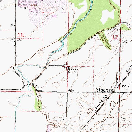 Topographic Map of Bequaith Cemetery, IL