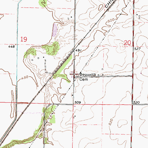 Topographic Map of Bequaith Cemetery Number 2, IL