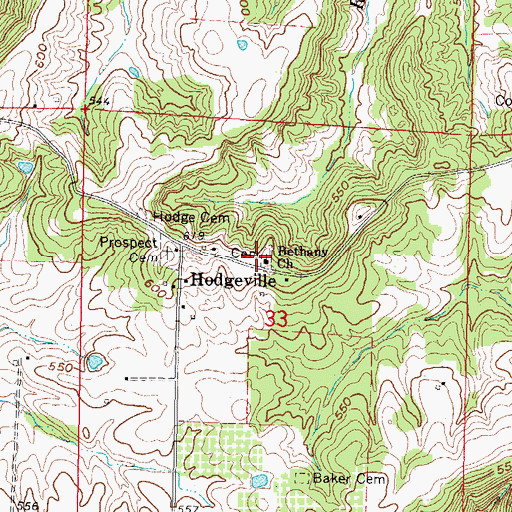 Topographic Map of Bethany Church, IL