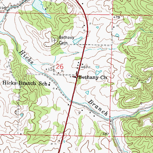 Topographic Map of Bethany Church, IL