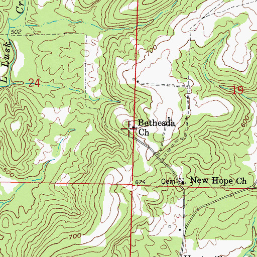 Topographic Map of Bethesda Church, IL