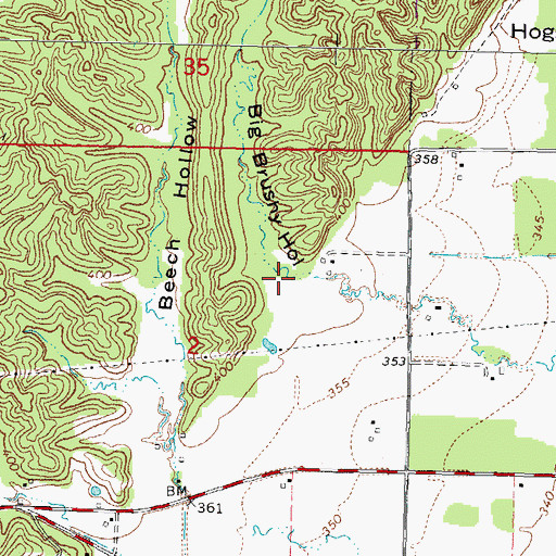 Topographic Map of Big Brushy Hollow, IL
