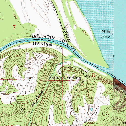 Topographic Map of Blind Hollow, IL