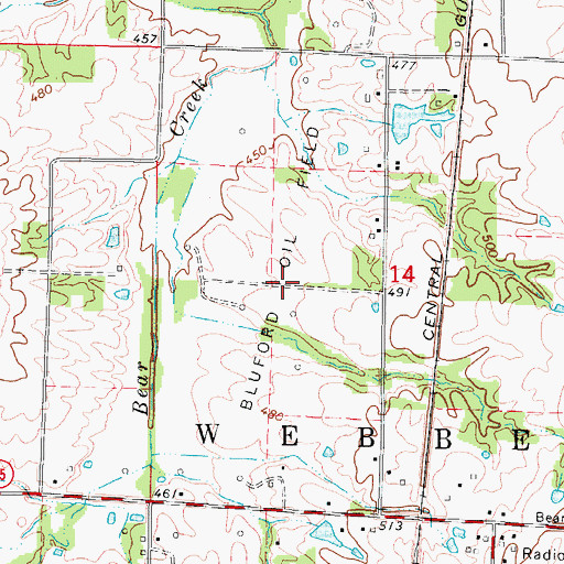 Topographic Map of Bluford Oil Field, IL