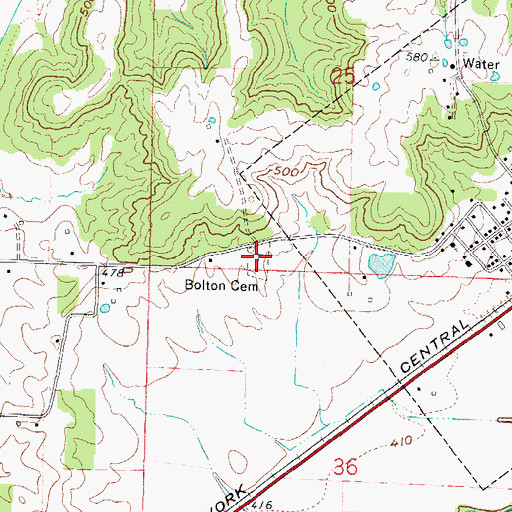 Topographic Map of Bolton Cemetery, IL