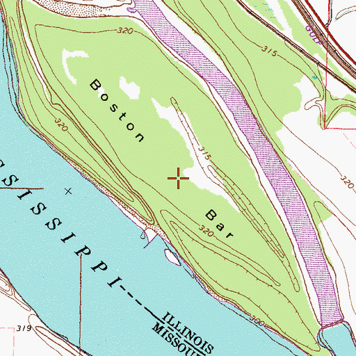 Topographic Map of Boston Bar, IL