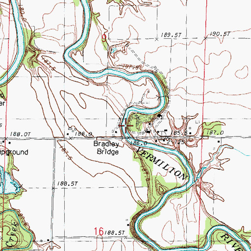 Topographic Map of Bradley Bridge, IL
