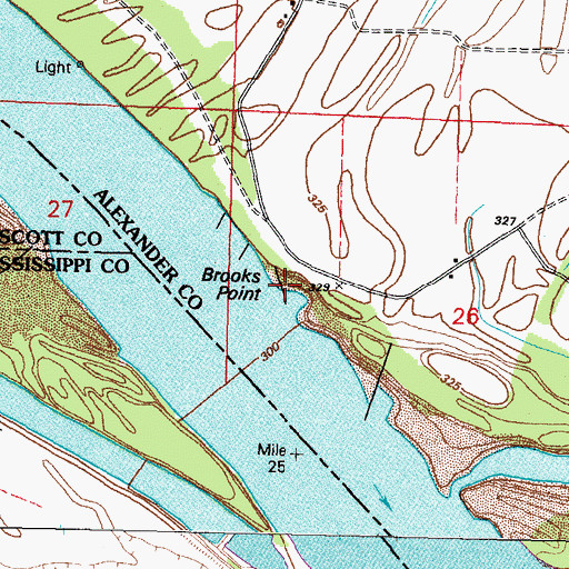 Topographic Map of Brooks Point, IL