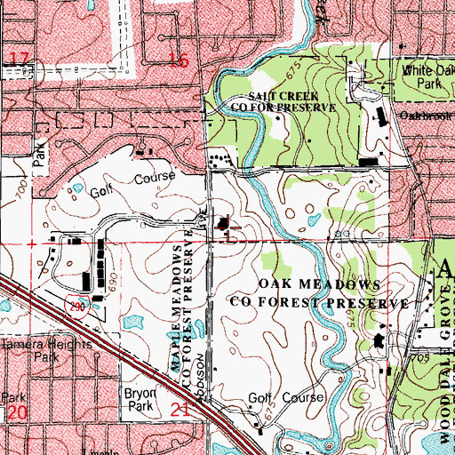 Topographic Map of Brookwood Country Club, IL