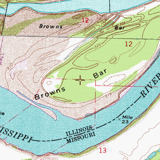 Topographic Map of Browns Bar, IL