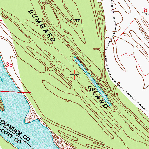 Topographic Map of Bumgard Island, IL