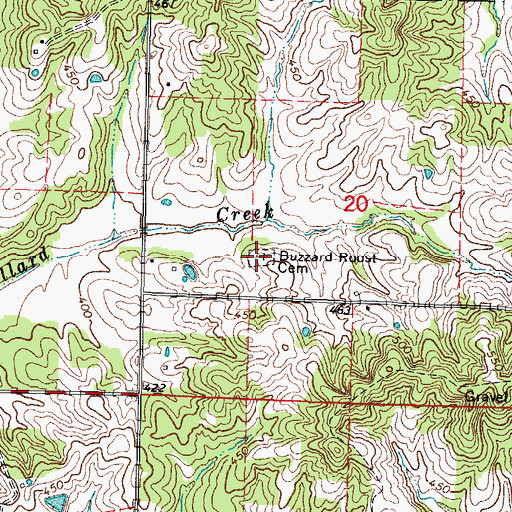 Topographic Map of Buzzard Roost Cemetery, IL