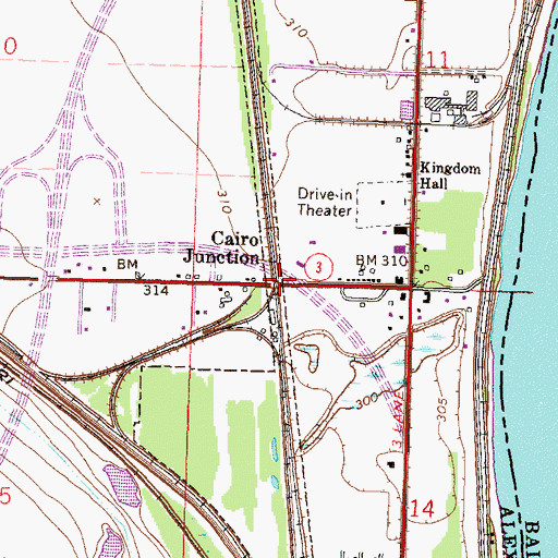 Topographic Map of Cairo Junction, IL