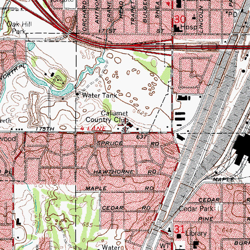 Topographic Map of Calumet Country Club, IL