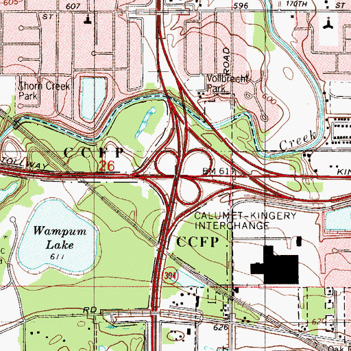 Topographic Map of Calumet-Kingery Interchange, IL