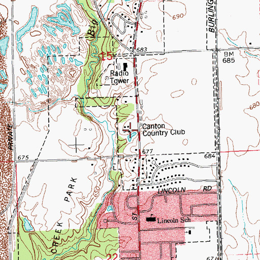 Topographic Map of Canton Country Club, IL