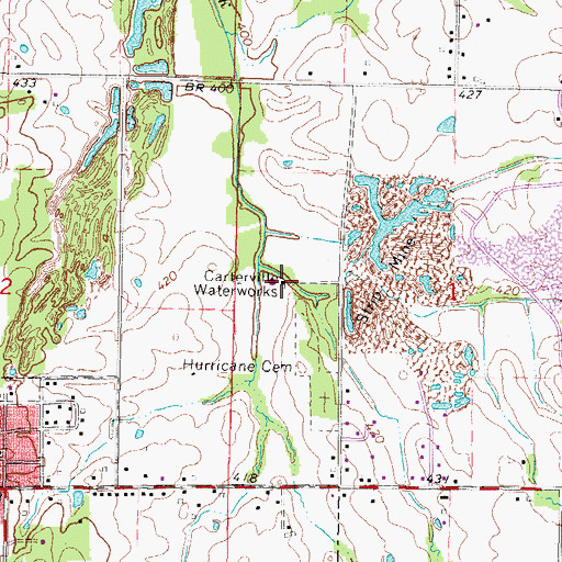 Topographic Map of Carterville Waterworks, IL