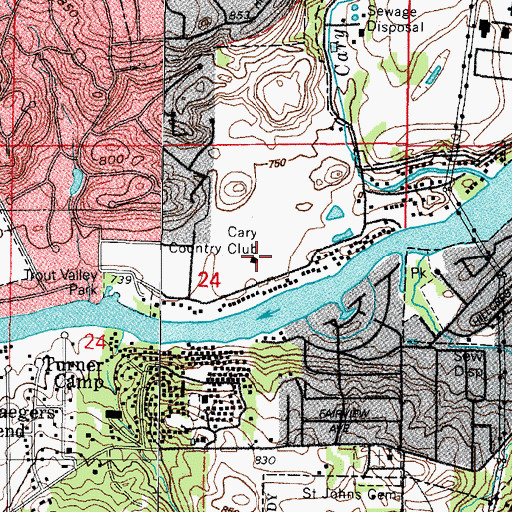 Topographic Map of Cary Country Club, IL