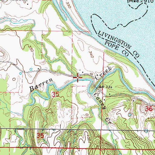 Topographic Map of Cave Creek, IL