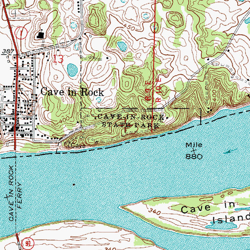 Topographic Map of Cave-In-Rock State Park, IL