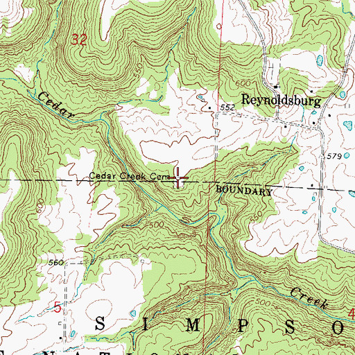 Topographic Map of Cedar Creek Cemetery, IL