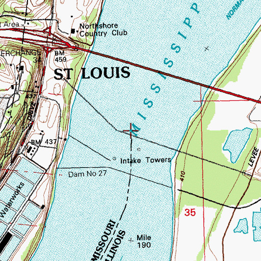 Topographic Map of Chain of Rocks Bridge, IL