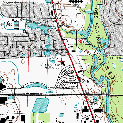 Topographic Map of Chevy Chase Golf Club, IL