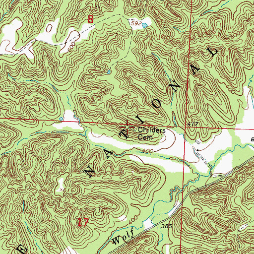 Topographic Map of Childers Cemetery, IL