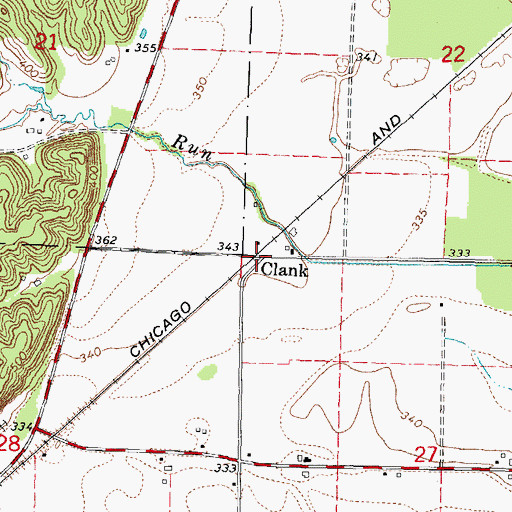 Topographic Map of Clank, IL