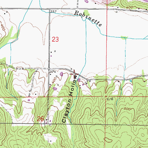Topographic Map of Clayton Hollow, IL