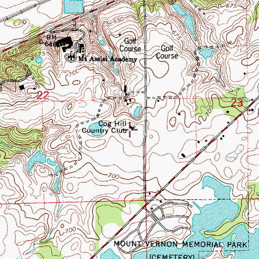 Topographic Map of Cog Hill Country Club, IL