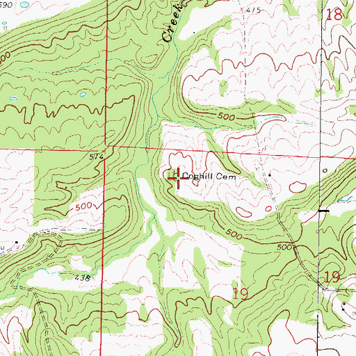 Topographic Map of Coghill Cemetery, IL