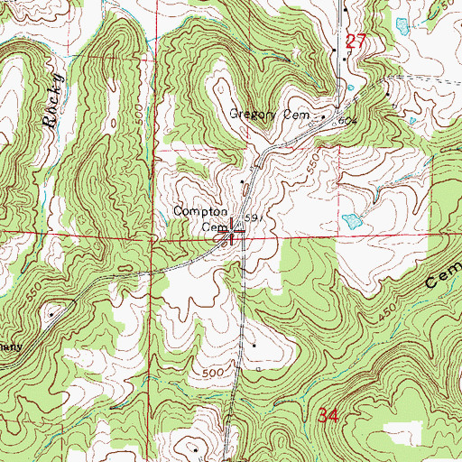 Topographic Map of Compton Cemetery, IL