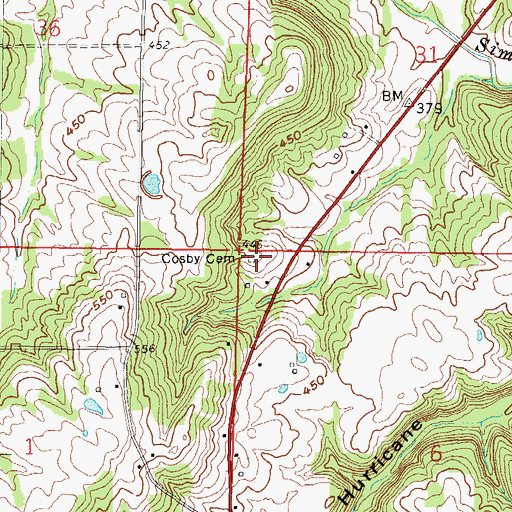 Topographic Map of Cosby Cemetery, IL