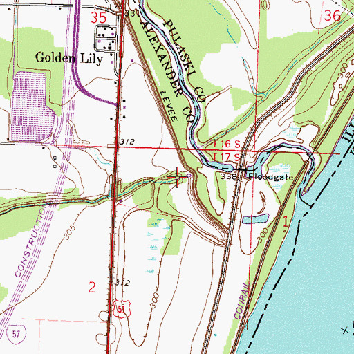 Topographic Map of Cottonwood Slough, IL