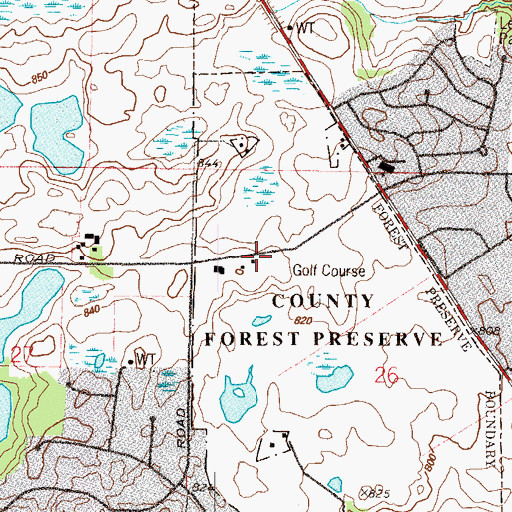 Topographic Map of Countryside Golf Club, IL