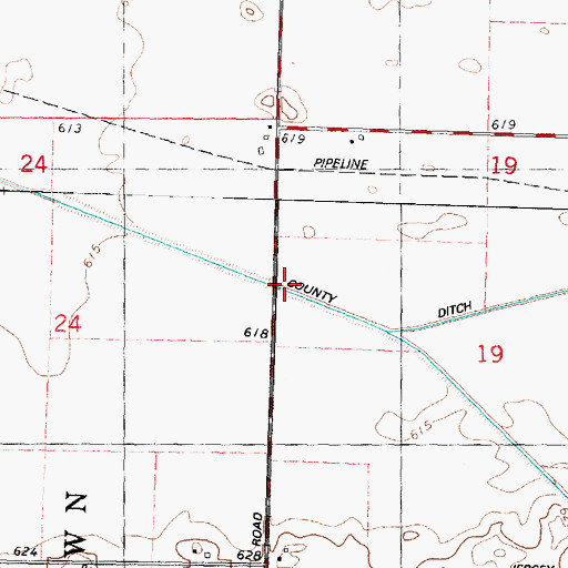 Topographic Map of County Ditch Number 2, IL