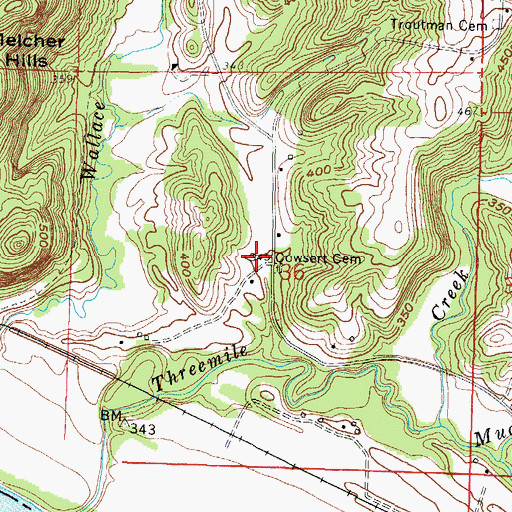 Topographic Map of Cowsert Cemetery, IL