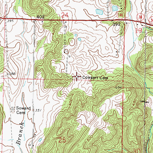 Topographic Map of Cowsert Cemetery, IL
