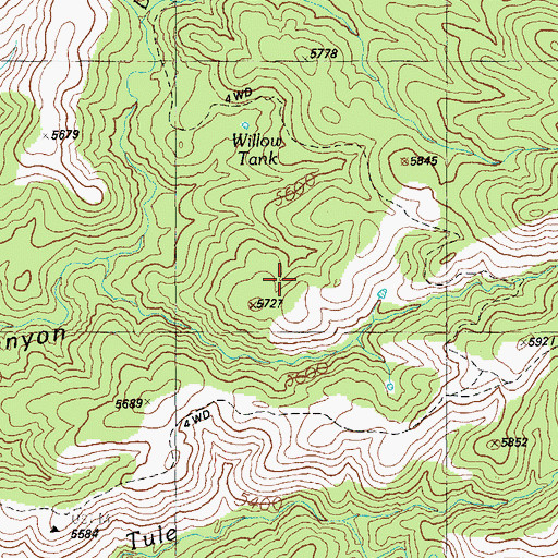 Topographic Map of Mule Canyon Tank, AZ