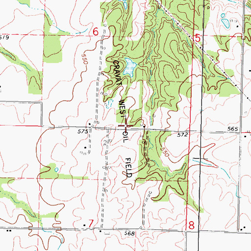 Topographic Map of Cravat West Oil Field, IL